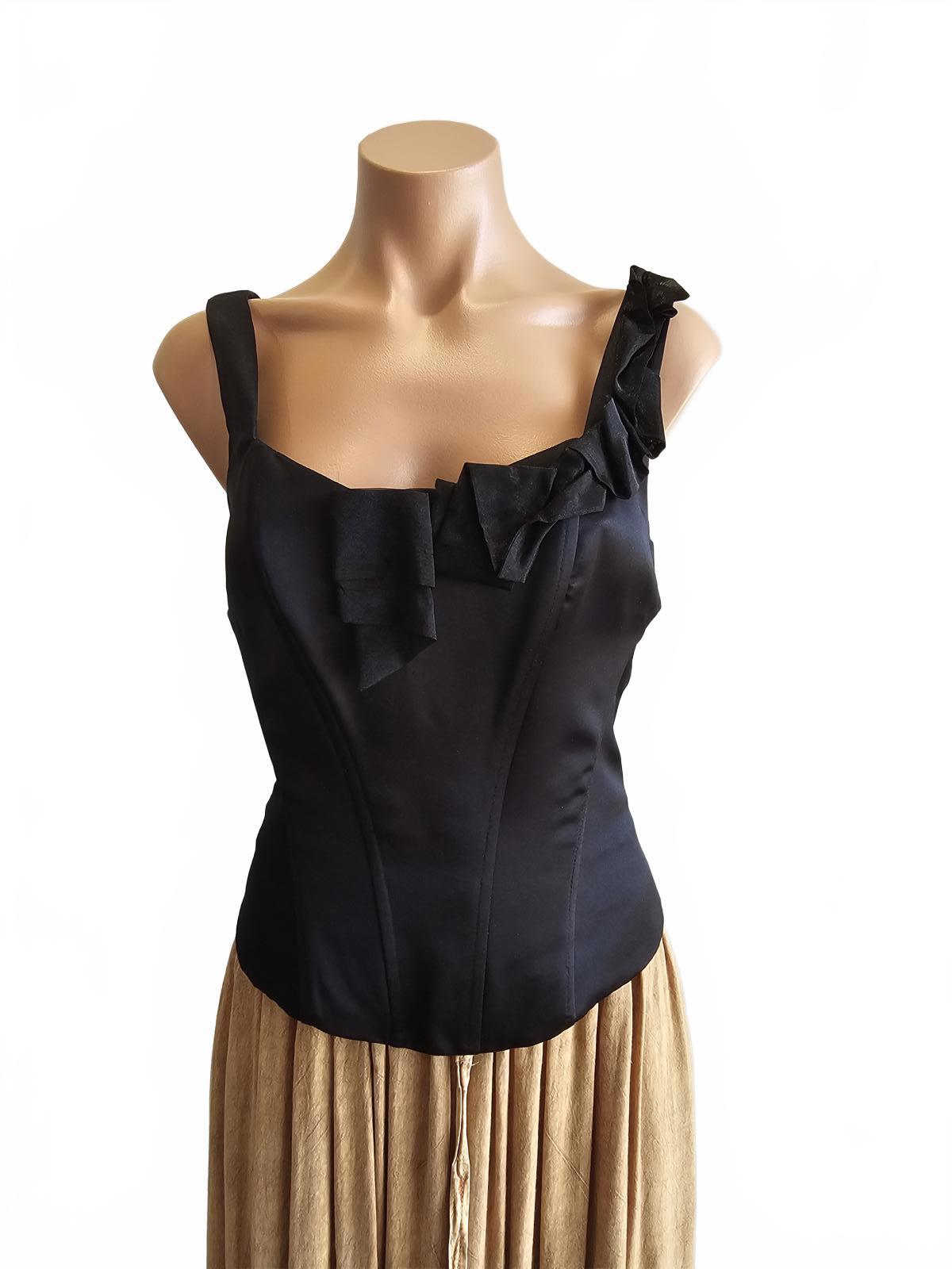 Black Satin Corset Top by Dusk 10 Romantic gothic Whimsy goth