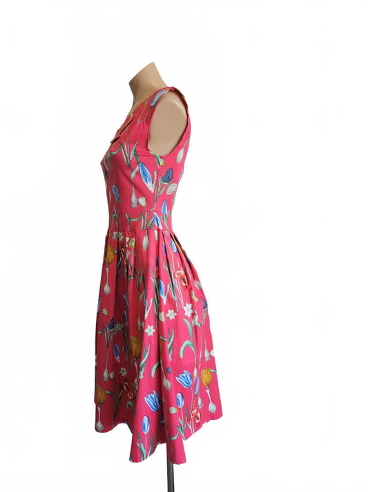 Timeless by Vanessa Tong pink floral 50s style summer garden dress.8