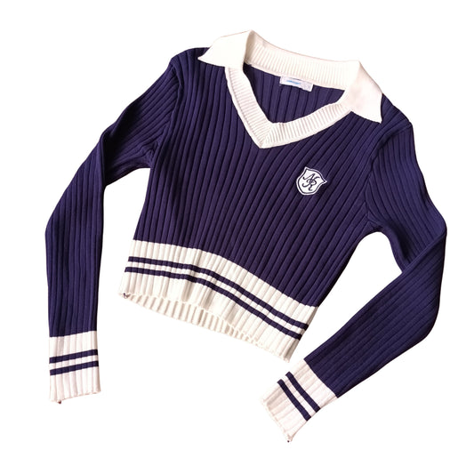 Valley girl preppy navy and white sweater Modeshy