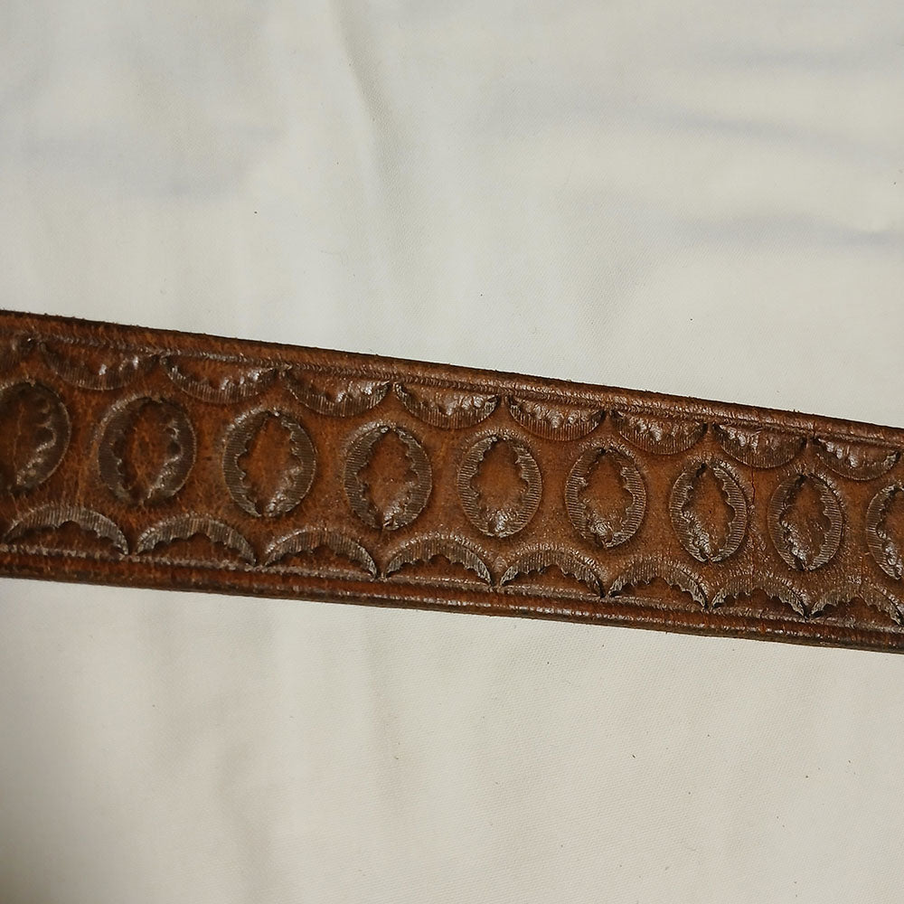 Vintage Leather hand carved belt with brass buckle Modeshy
