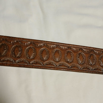 Vintage Leather hand carved belt with brass buckle Modeshy