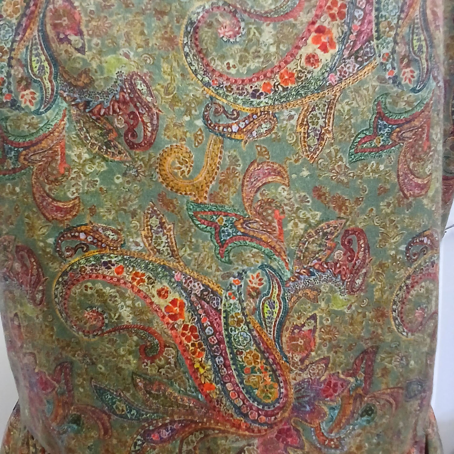 Vintage hand made green paisley floral cotton dress Modeshy