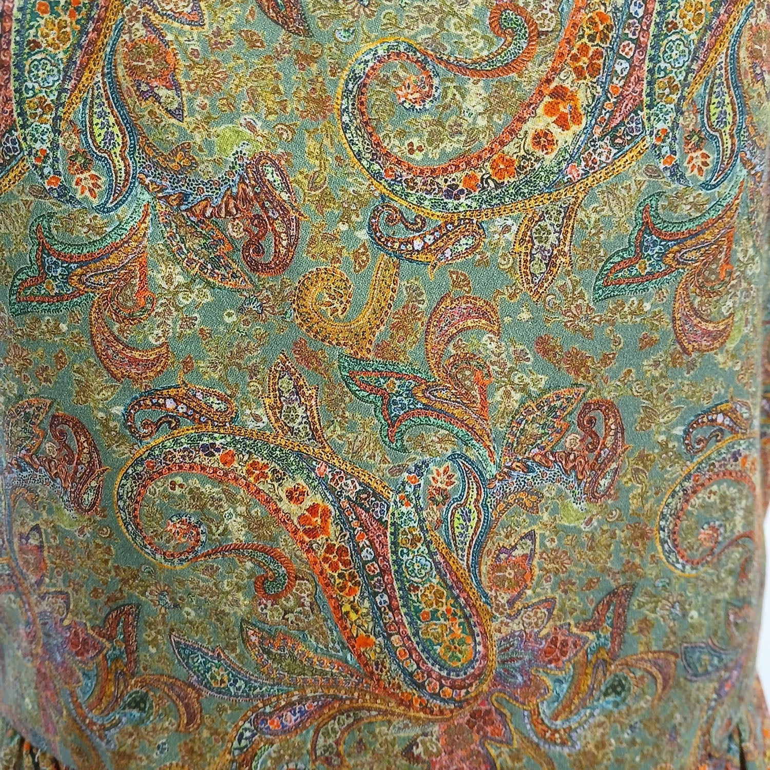 Vintage hand made green paisley floral cotton dress Modeshy
