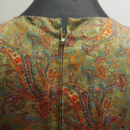 Vintage hand made green paisley floral cotton dress Modeshy