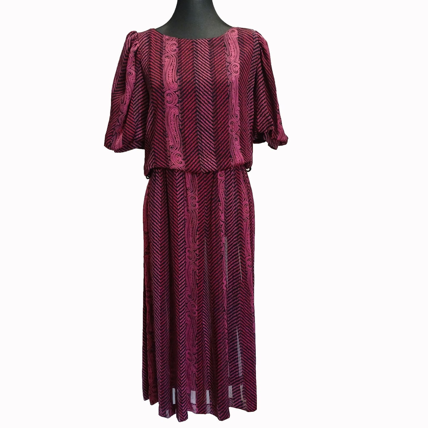 Vintage magenta 80s soft silky evening dress Modeshy