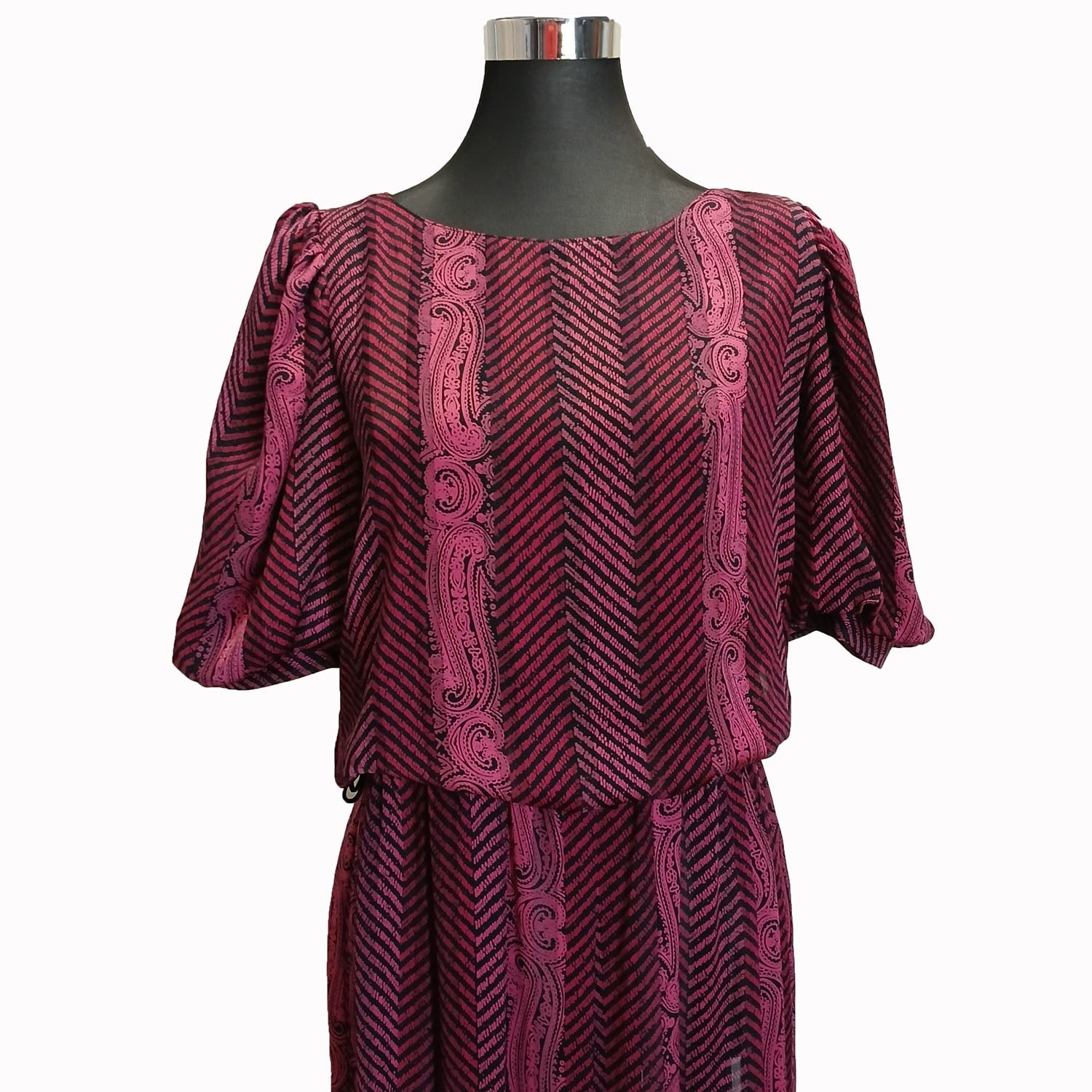 Vintage magenta 80s soft silky evening dress Modeshy