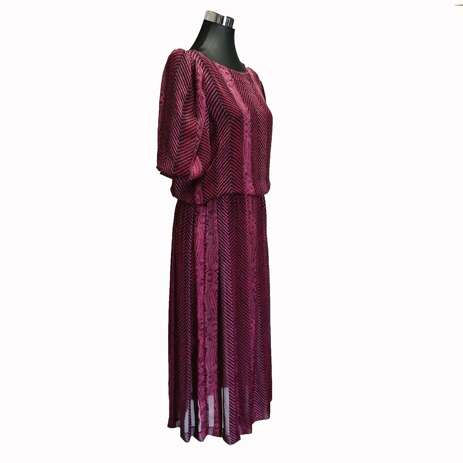 Vintage magenta 80s soft silky evening dress Modeshy