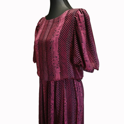 Vintage magenta 80s soft silky evening dress Modeshy