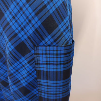 Recycled italian fabric lover skirt black and blue plaid vintage style skirt Modeshy