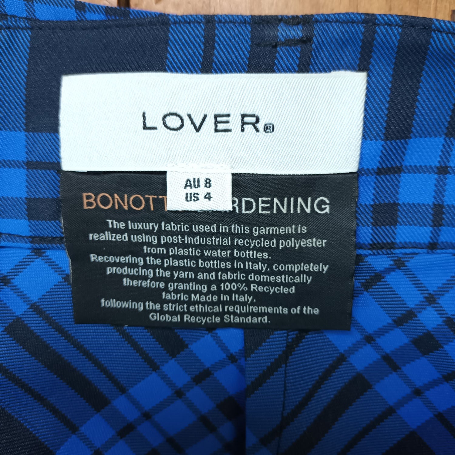 Recycled italian fabric lover skirt black and blue plaid vintage style skirt Modeshy