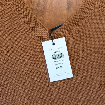 V Neck Caramel rusty knit cami Santa Monica top Modeshy