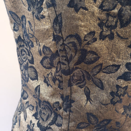 Vintage rockmans evening gold floral bustier top cottage core Modeshy
