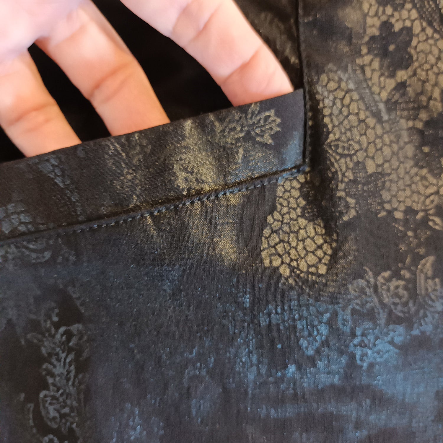 Vintage Andiamo 90s Embossed black floral dress pants 10 Au Modeshy