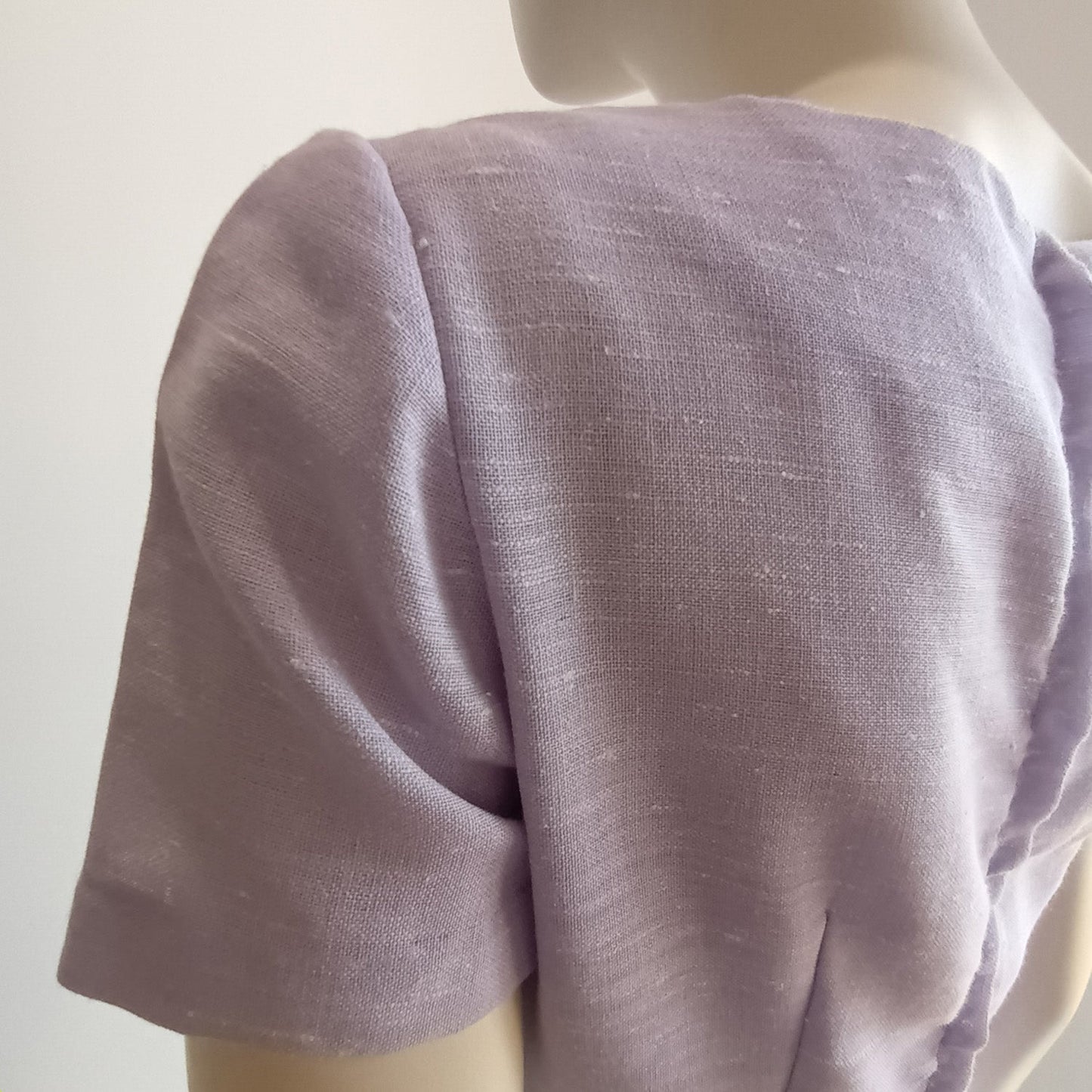 Lavender mauve vintage linen floral 60s dress Modeshy