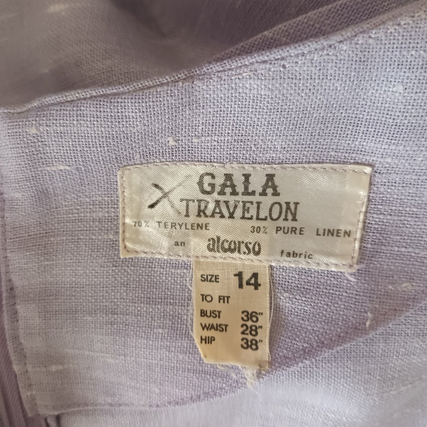 Lavender mauve vintage linen floral 60s dress Modeshy