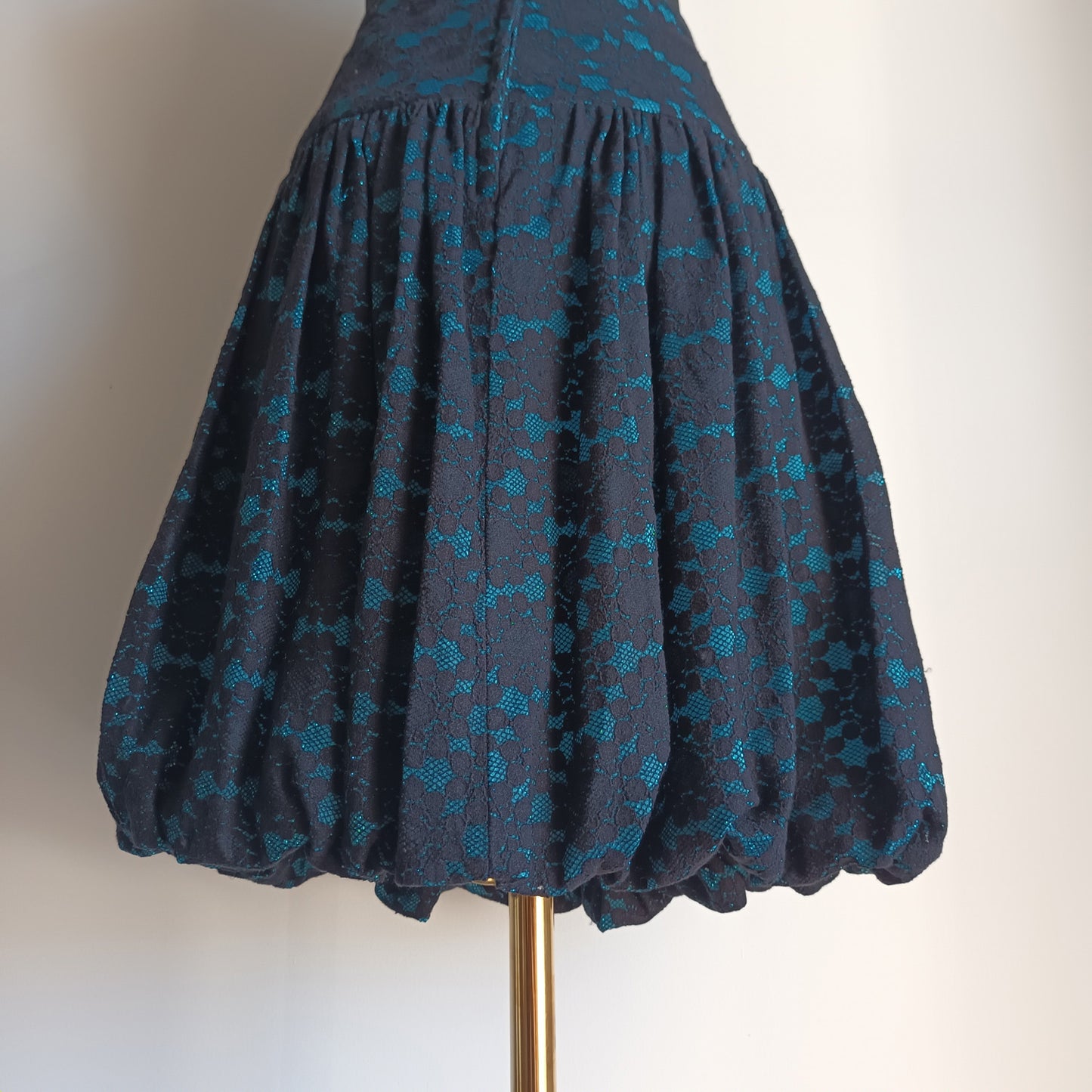 Black and blue vintage lace bubble hem skirt