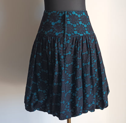 Black and blue vintage lace bubble hem skirt