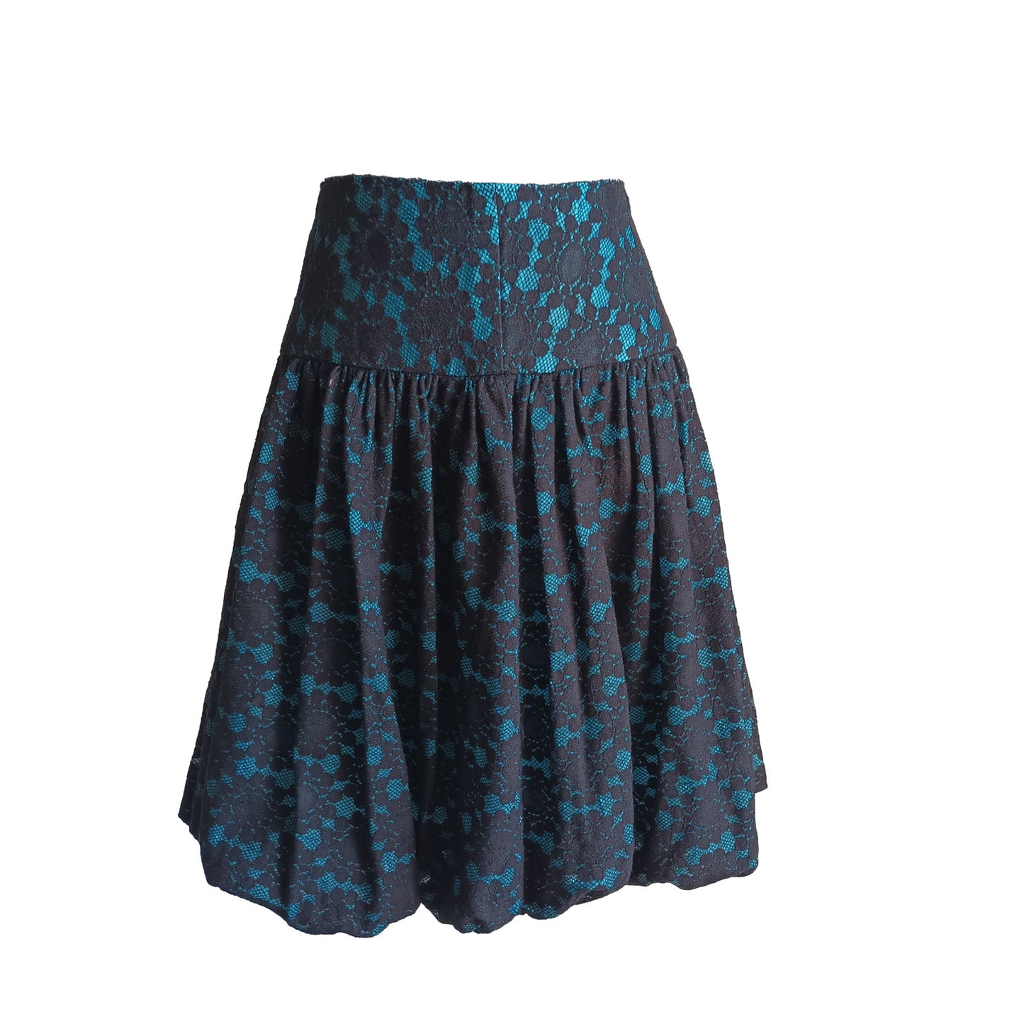 Black and blue vintage lace bubble hem skirt