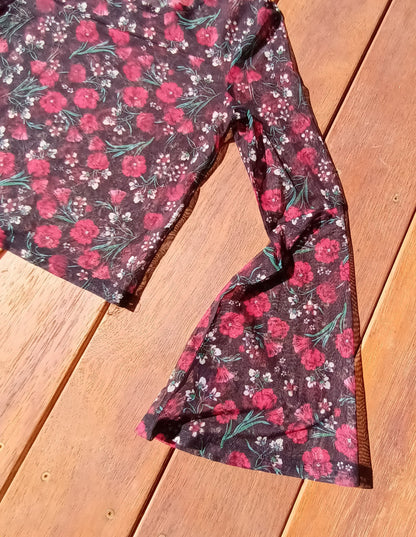 Vintage Mink Pink 90s bell sleeve floral top