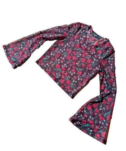 Vintage Mink Pink 90s bell sleeve floral top