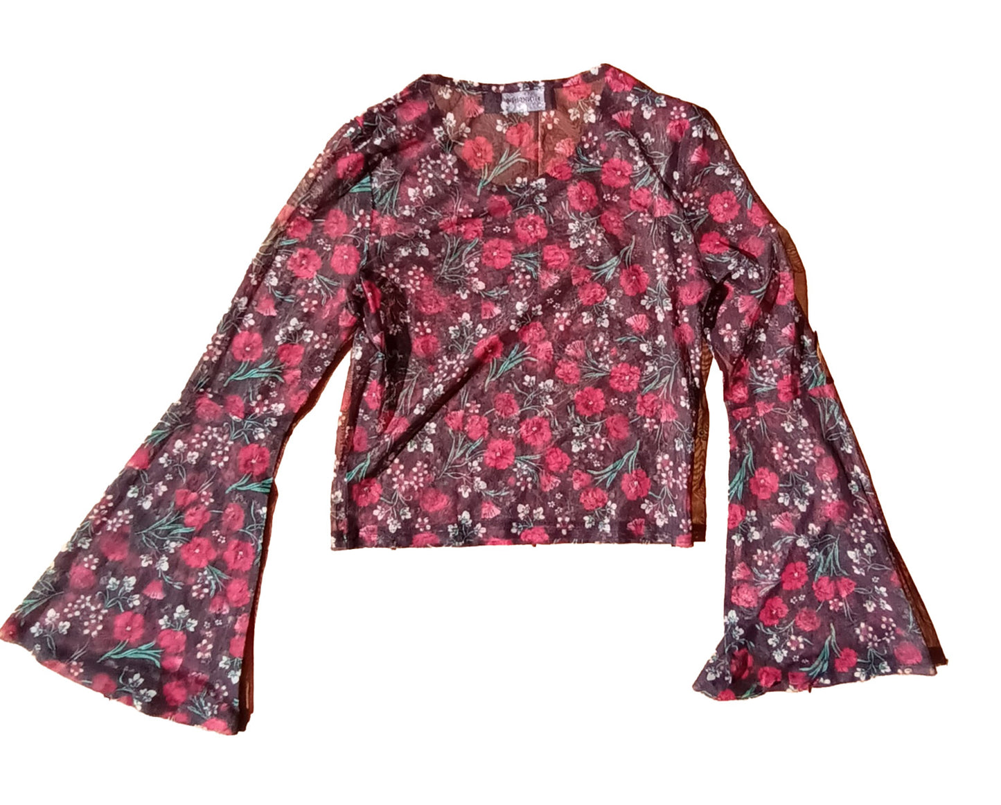 Vintage Mink Pink 90s bell sleeve floral top