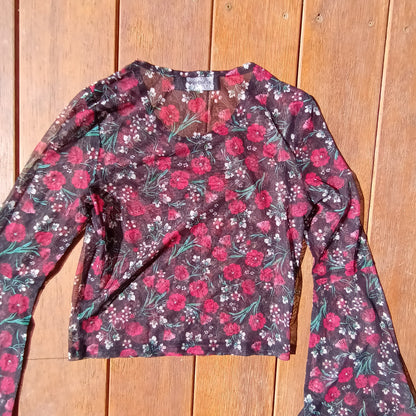 Vintage Mink Pink 90s bell sleeve floral top