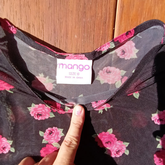 Vintage Mango cropped mesh floral top