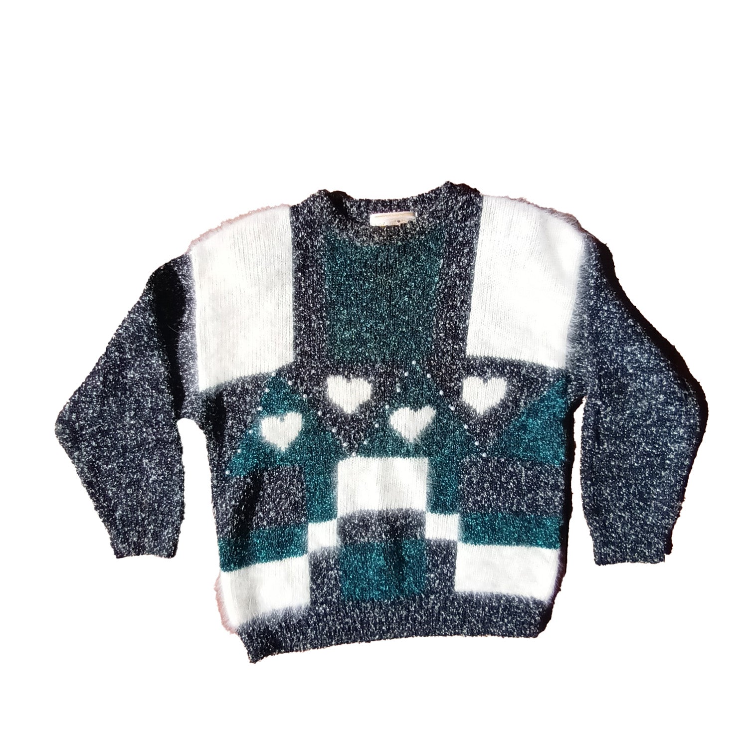 Vintage soft wool/ angora blend hearts sweater Modeshy