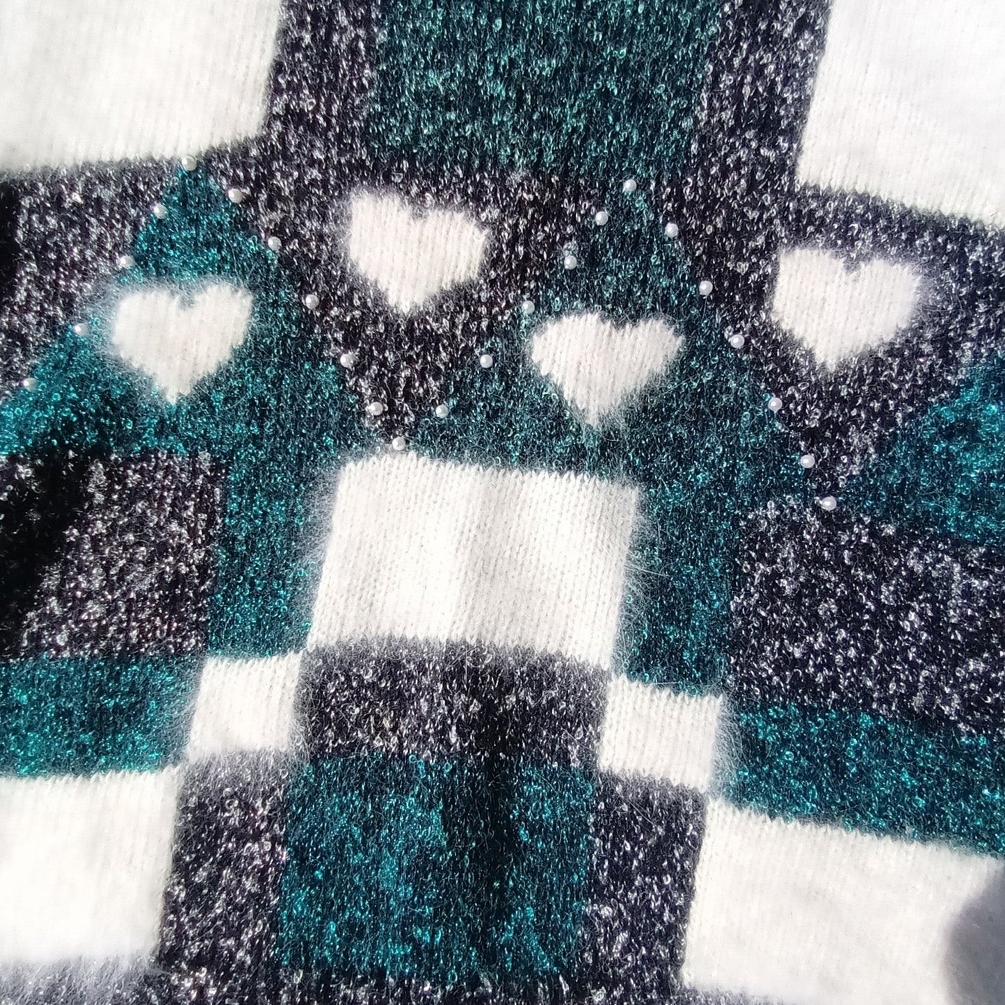 Vintage soft wool/ angora blend hearts sweater Modeshy