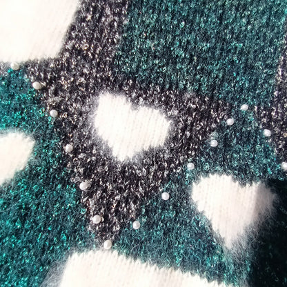 Vintage soft wool/ angora blend hearts sweater Modeshy