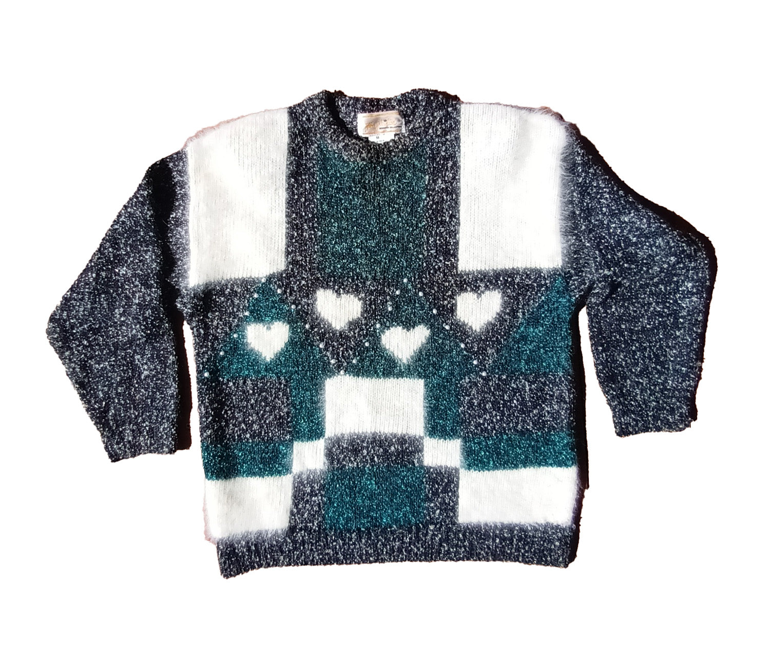 Vintage soft wool/ angora blend hearts sweater Modeshy