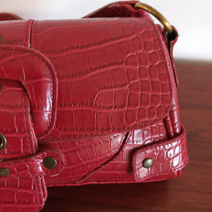Vintage Y2k Fiorelli red faux crock skin cherry red bag. Modeshy