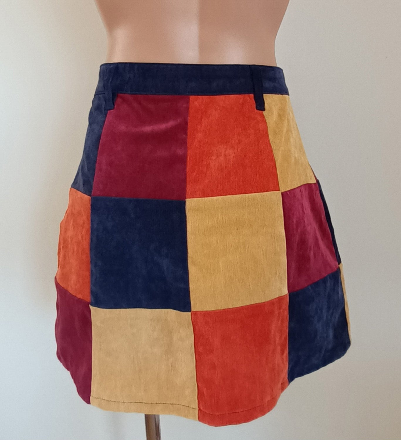 Mink Pink corduroy patchwork mini skirt