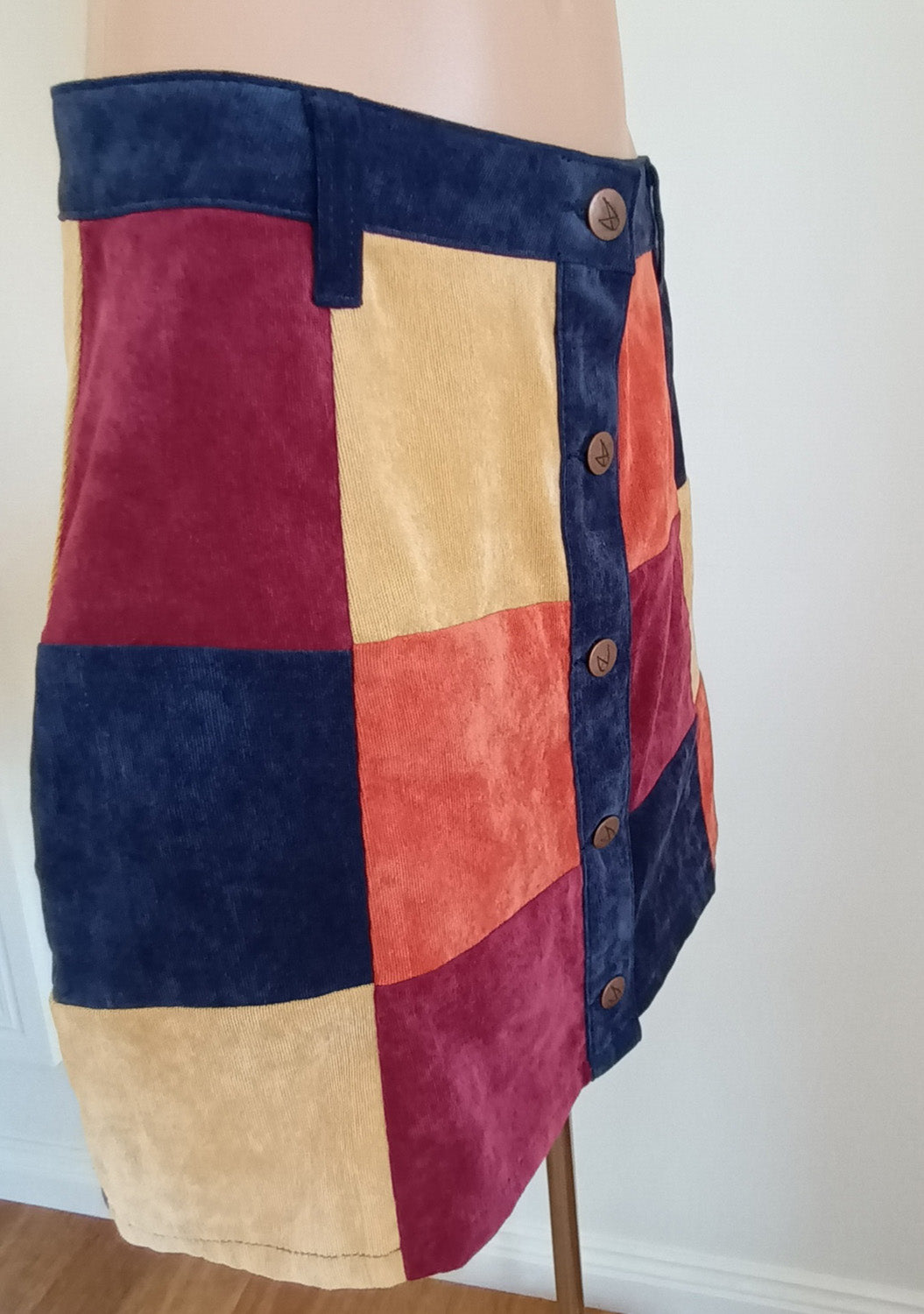 Mink Pink corduroy patchwork mini skirt