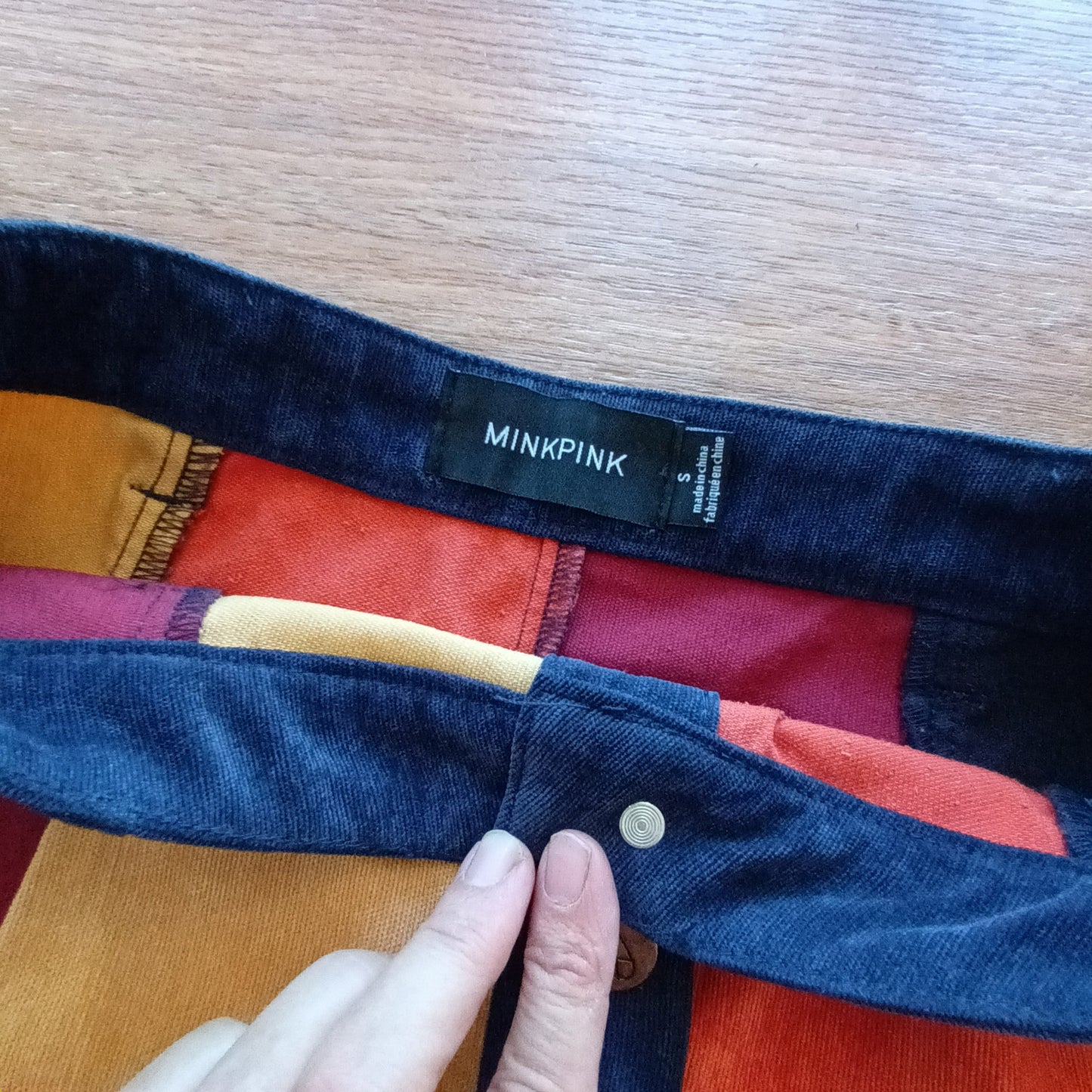 Mink Pink corduroy patchwork mini skirt