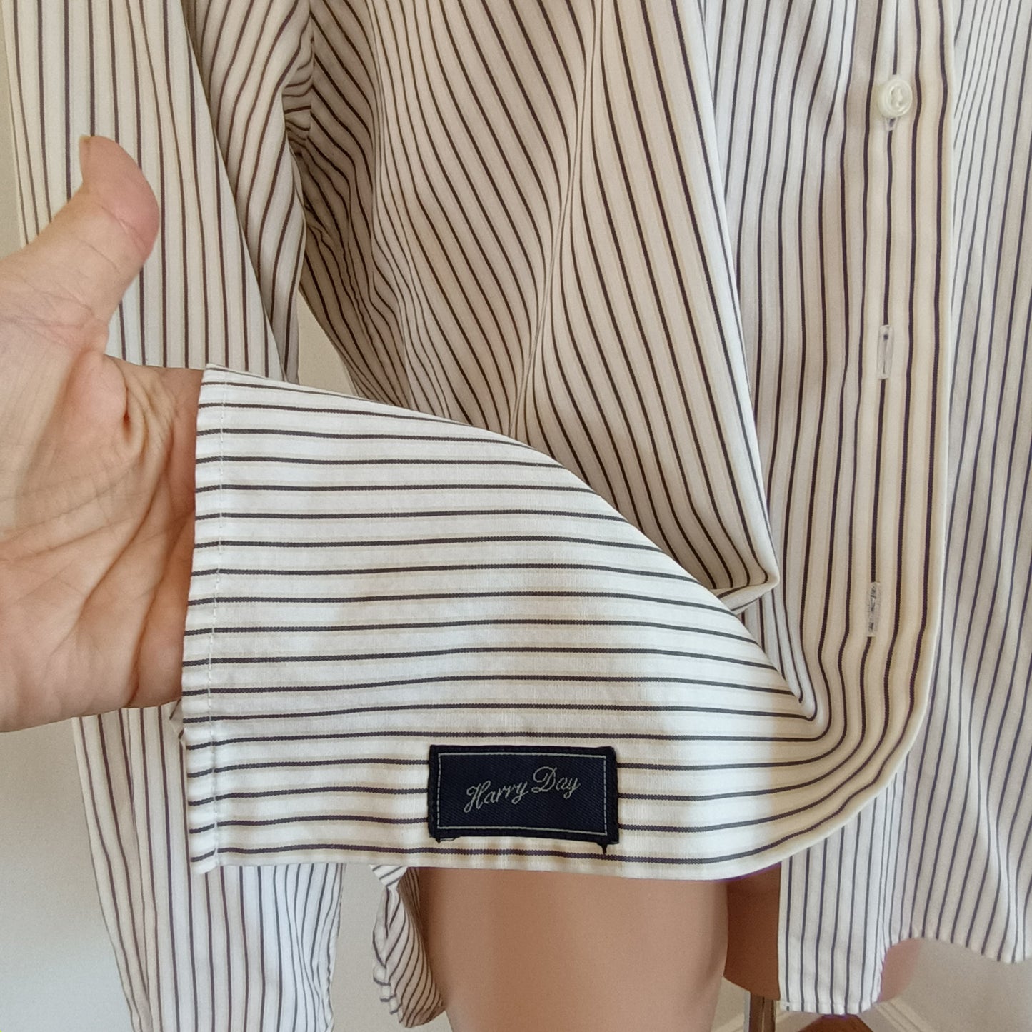 Harry Day cream pin striped shirt