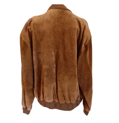 Vera Pelle Italian suede leather tan bomber jacket Mens