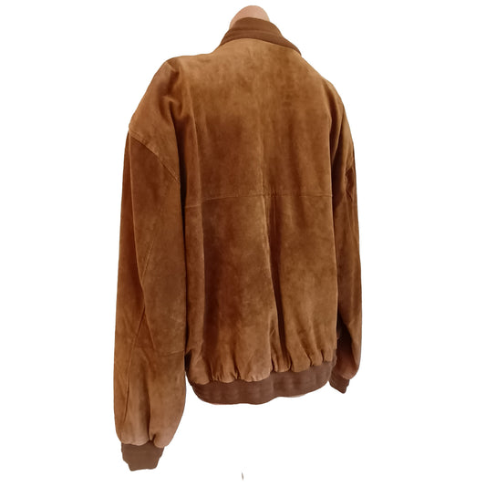 Vera Pelle Italian suede leather tan bomber jacket Mens