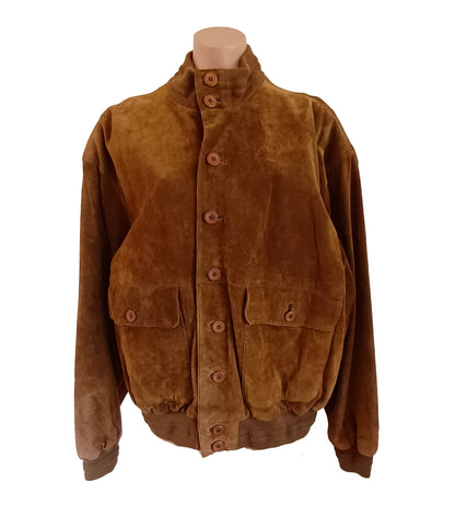 Vera Pelle Italian suede leather tan bomber jacket Mens