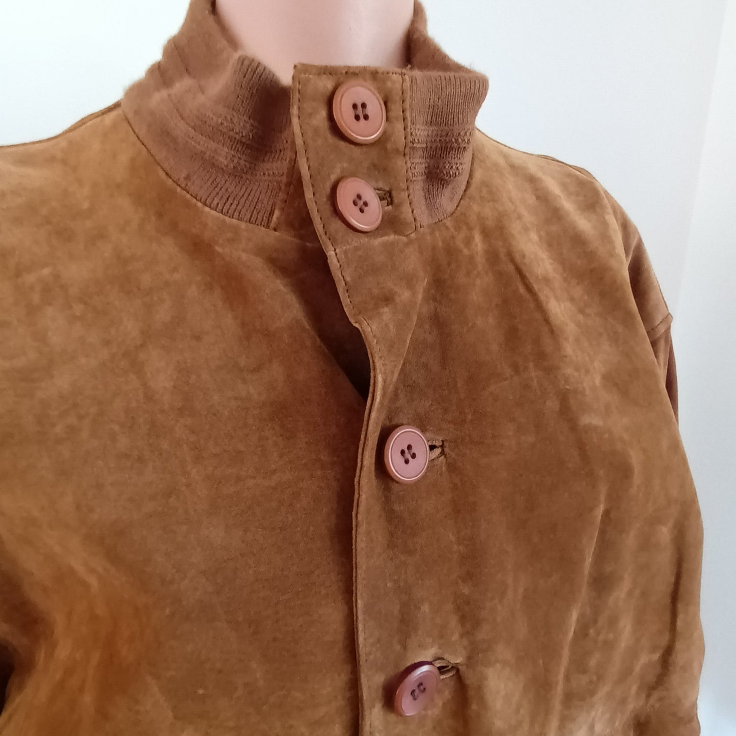 Vera Pelle Italian suede leather tan bomber jacket Mens