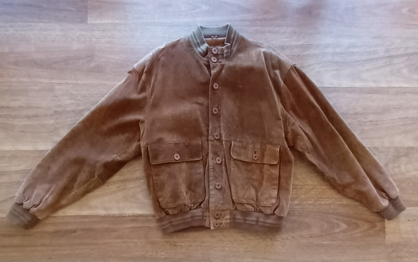 Vera Pelle Italian suede leather tan bomber jacket Mens