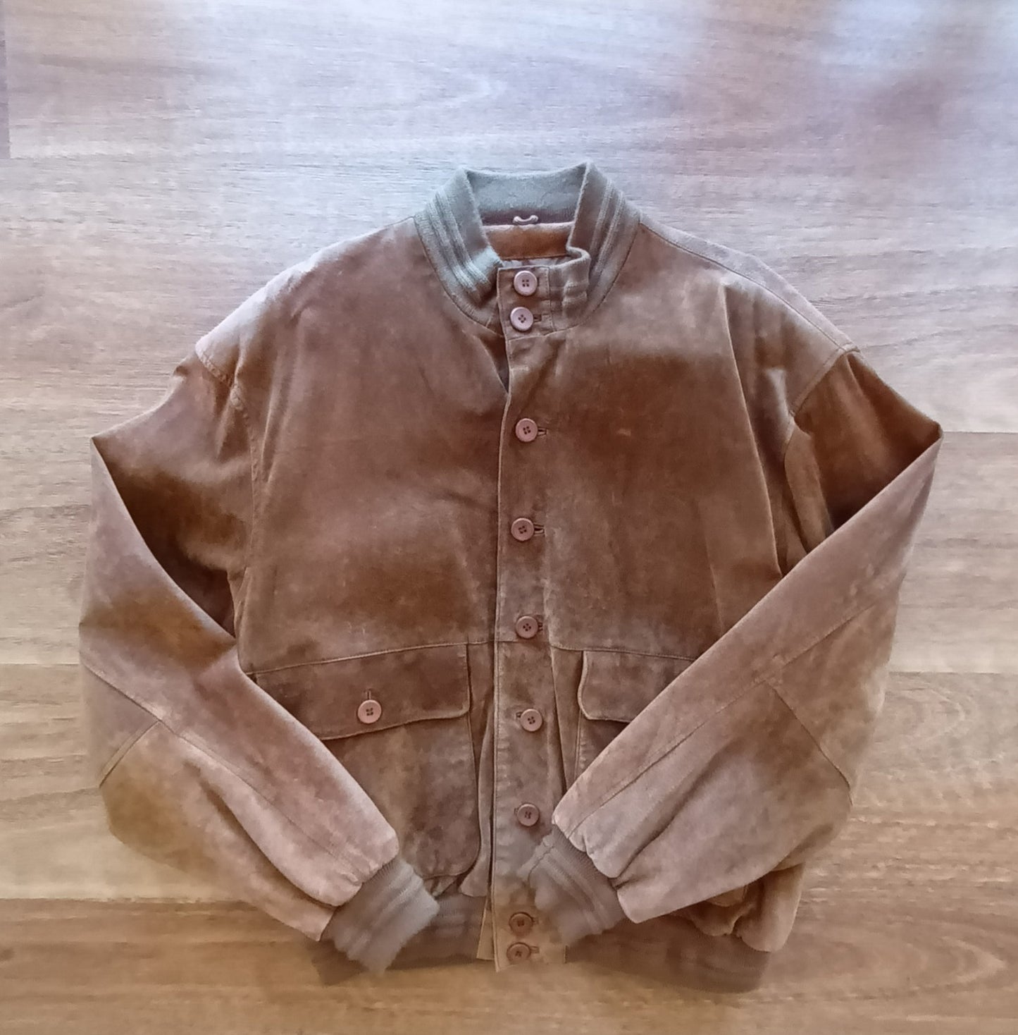 Vera Pelle Italian suede leather tan bomber jacket Mens
