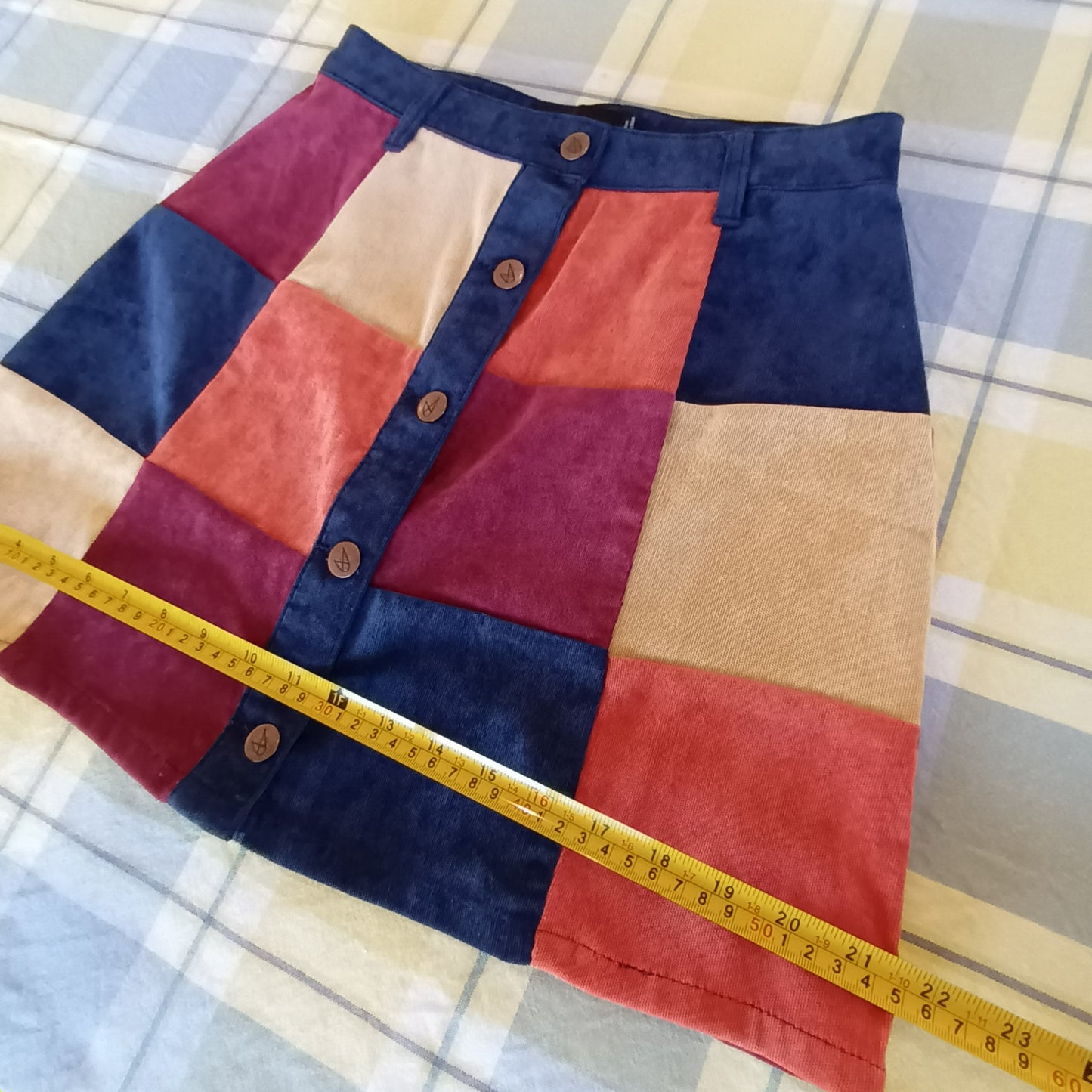 Mink Pink corduroy patchwork mini skirt