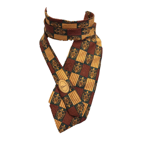 Vintage Christian Dior Silk Tie with Dior emblem Modeshy