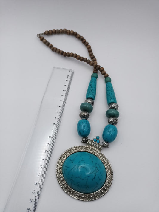 Large turquoise pendent tribal boho bohemian
