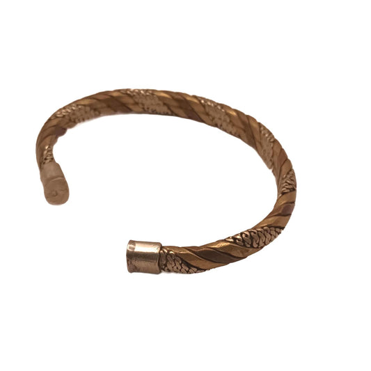 Vintage hand forged bras, copper twisted hand made cuff bracelet.
