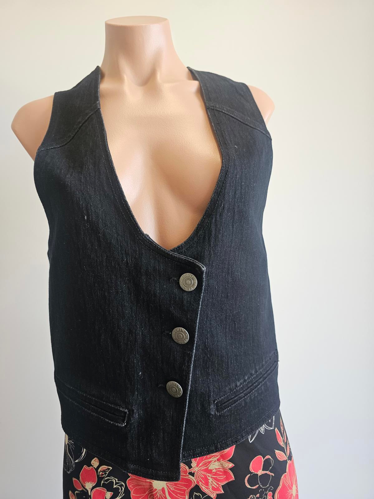 Vintage Top girl Denim vest S 14 -90s vintage and punk