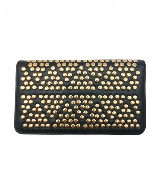 Leather Peeptoe gold studded wallet.