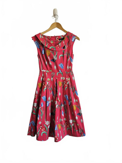 Timeless by Vanessa Tong pink floral 50s style summer garden dress.8