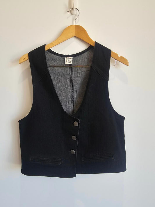 Vintage Top girl Denim vest S 14 -90s vintage and punk